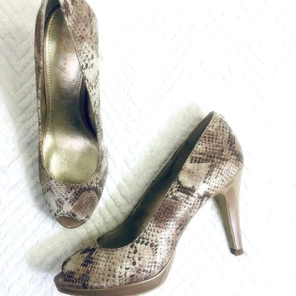 Anne Klein ~ Platform Heels Open Toe ~ Metallic  7.5 Fairy Glam Coquette - Picture 2 of 11